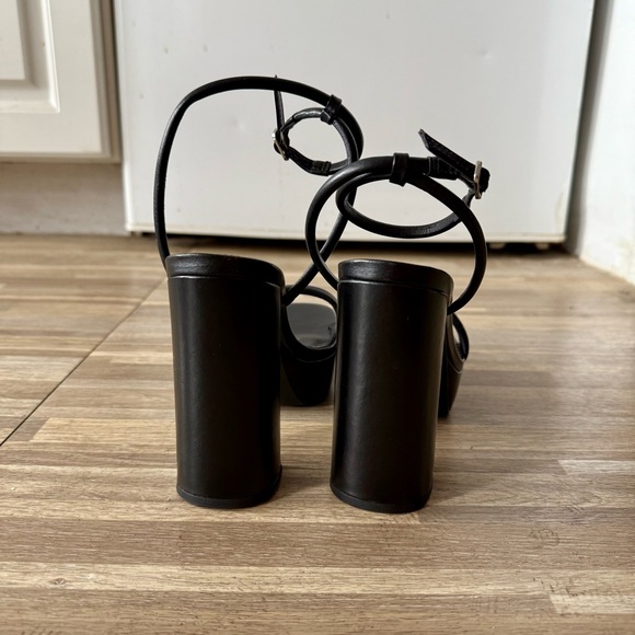 Steve Madden LOFTY Black Leather Platform Block Heels, women’s size 6 - Picture 4 of 8